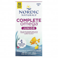 Nordic Naturals, Complete Omega Junior, для детей от 6 до 12 лет, лимон, 180 мини-капсул
