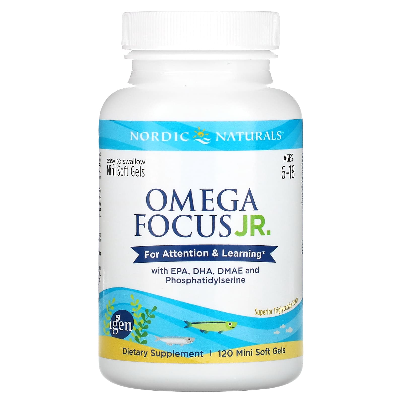 Nordic Naturals, Omega Focus Junior, для детей 6–18 лет, 120 мягких мини-таблеток