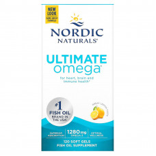 Nordic Naturals, Ultimate Omega, со вкусом лимона, 640 мг, 120 капсул