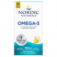 Nordic Naturals, Омега-3, лимон, 345 мг, 180 капсул