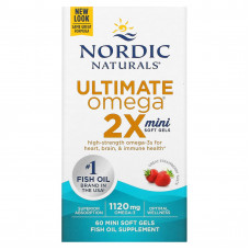 Nordic Naturals, Ultimate Omega 2X, со вкусом клубники, 560 мг, 60 мини-капсул