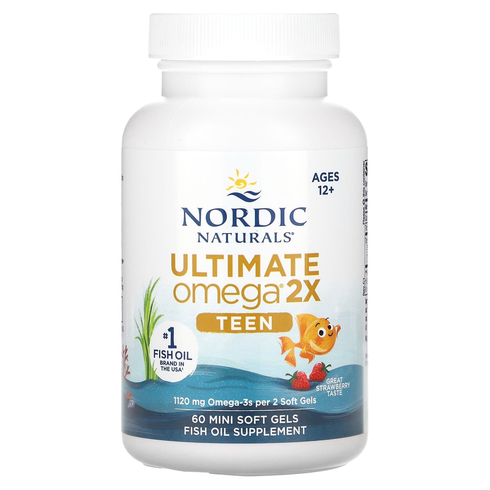 Nordic Naturals, Для подростков, Ultimate Omega 2X, для детей от 12 лет, со вкусом клубники, 60 мягких таблеток