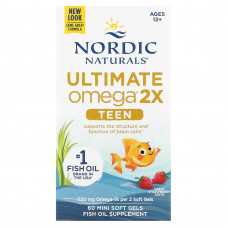 Nordic Naturals, Для подростков, Ultimate Omega 2X, для детей от 12 лет, со вкусом клубники, 60 мягких таблеток