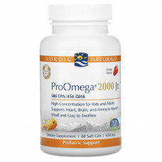 Nordic Naturals, Детская добавка ProOmega 2000, со вкусом клубники, 650 мг, 60 мягких желатиновых капсул