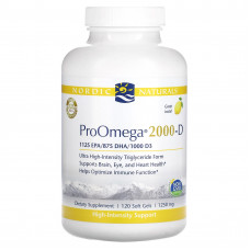 Nordic Naturals, ProOmega 2000-D, со вкусом лимона, 1250 мг, 120 мягких желатиновых капсул