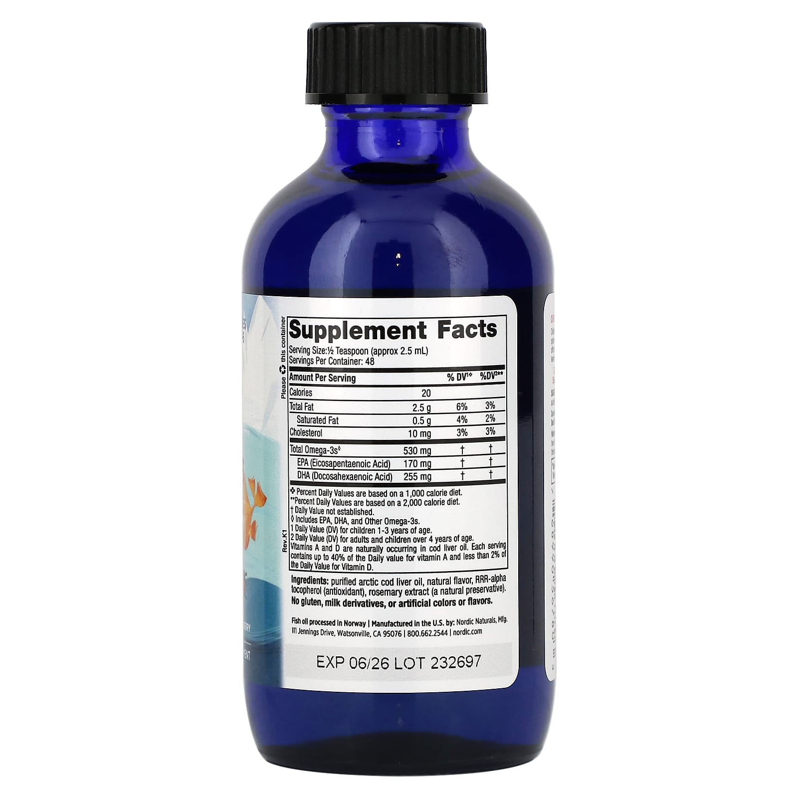 Nordic Naturals, ДГК для детей от 1 до 6 лет, со вкусом клубники, 530 мг, 119 мл (4 жидк. унции)