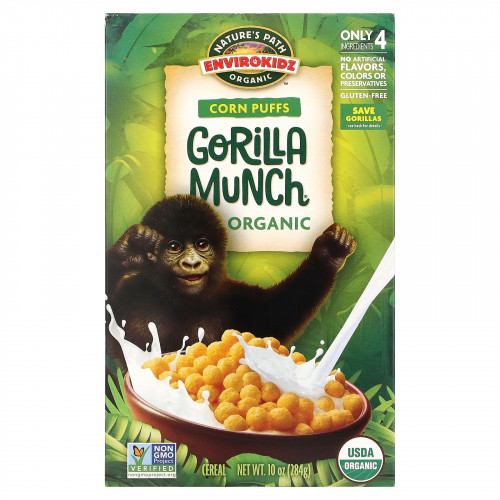 Nature's Path, EnviroKidz, снеки Puffs из органической кукурузы Gorilla Munch, 284 г (10 унций)