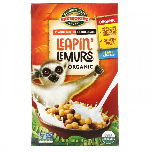 Nature's Path, Envirokidz Organic, Зерновые хлопья Leapin 'Lemurs, арахисовое масло и шоколад, 10 унций (284 г)