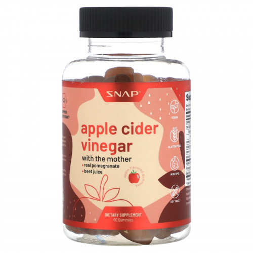 Snap Supplements, Жевательные мармеладки с яблочным уксусом и матерью, яблоко, 60 шт.