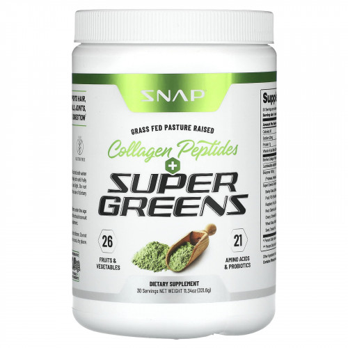 Snap Supplements, Коллагеновые пептиды и зелень, 321,6 г (11,34 унции)