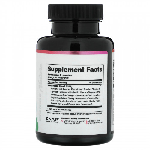 Snap Supplements, Detox, улучшенная очищающая смесь, 60 капсул