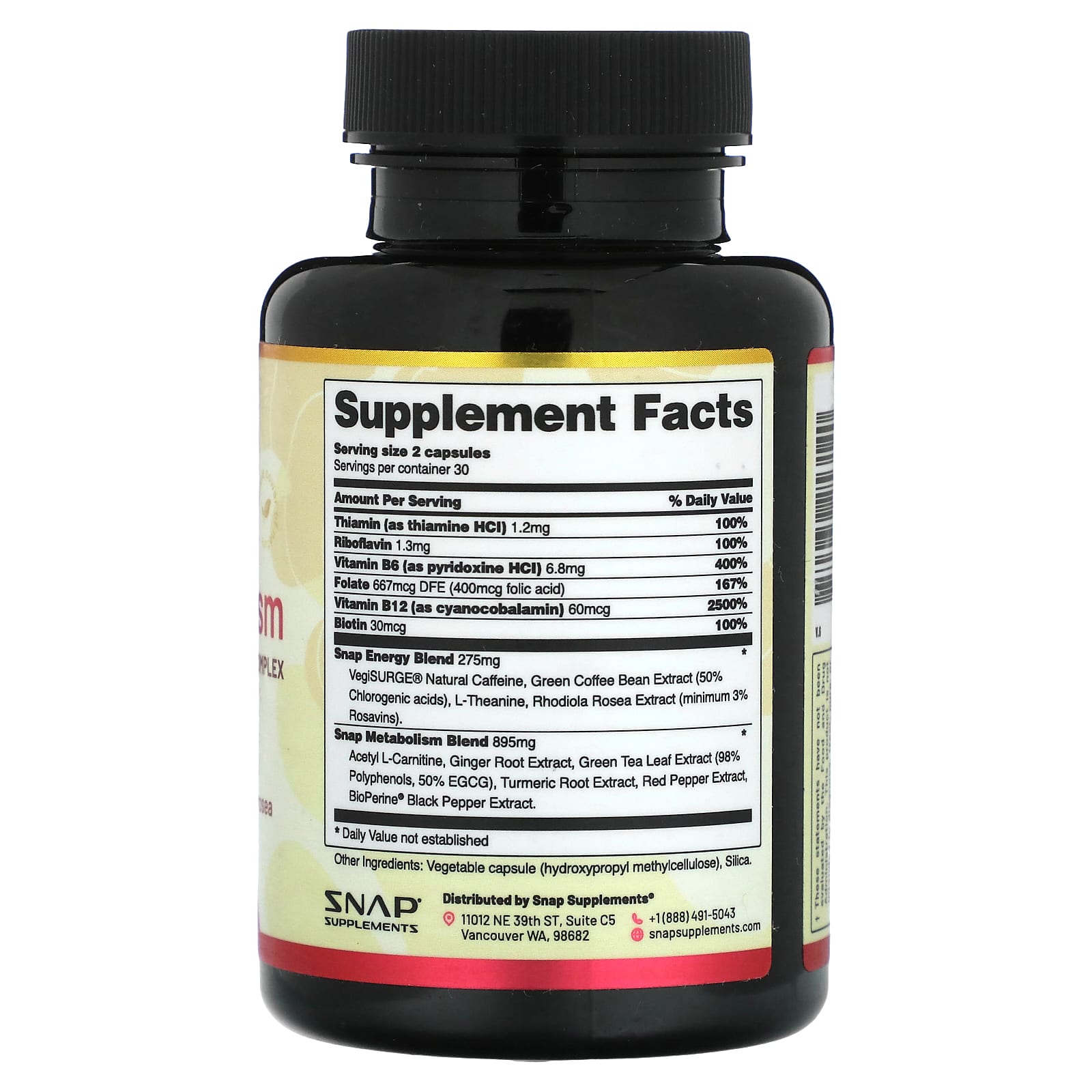 Snap Supplements, Энергия и метаболизм, 60 капсул