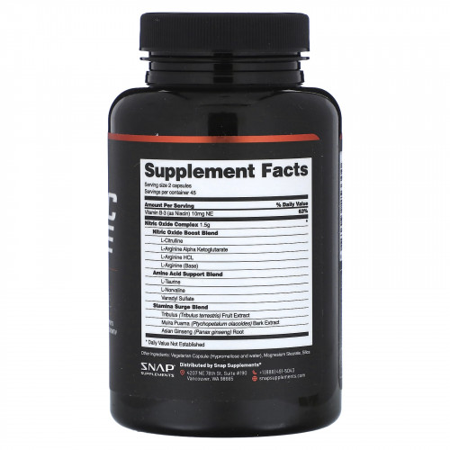 Snap Supplements, Усилитель оксида азота, 90 капсул