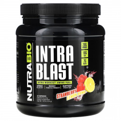 NutraBio, Intra Blast, заряд аминокислот для восстановления после тренировки, клубника с лимоном, 740 г