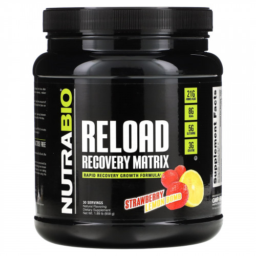 NutraBio, Reload, матрица для восстановления, клубника и лимон, 868 г (1,91 фунта)