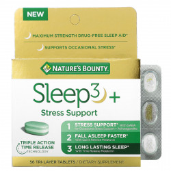 Nature's Bounty, Sleep3 +, средство для снятия стресса, 56 трехслойных таблеток