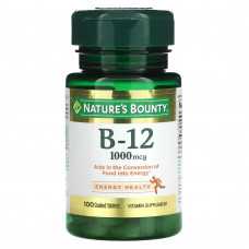 Nature's Bounty, Витамин B12, 1000 мкг, 100 таблеток, покрытых оболочкой