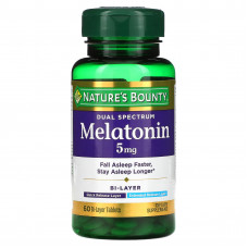 Nature's Bounty, Двойной спектр, мелатонин, 5 мг, 60 двухслойных таблеток