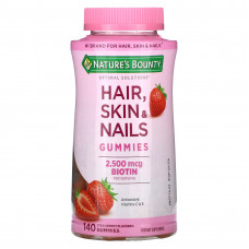 Nature's Bounty, жевательные таблетки для здоровья волос, кожи и ногтей, со вкусом клубники, 140 таблеток