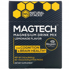 Natural Stacks, MagTech, Смесь для приготовления напитков с магнием, лимонад, 20 пакетиков в стиках по 3,23 г (0,11 унции) каждый