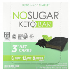 The No Sugar Company, Keto Bar, батончик с шоколадом и мятой, 12 батончиков по 40 г (1,41 унции)