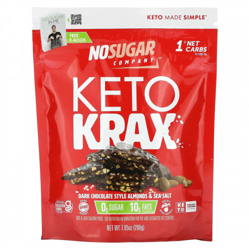 The No Sugar Company, Keto Krax, темный шоколад, миндаль и морская соль, 200 г (7,05 унции)