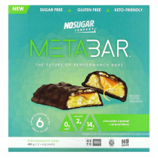 The No Sugar Company, Meta Bar, шоколад, карамель и арахис, 12 батончиков по 40 г (1,41 унции)