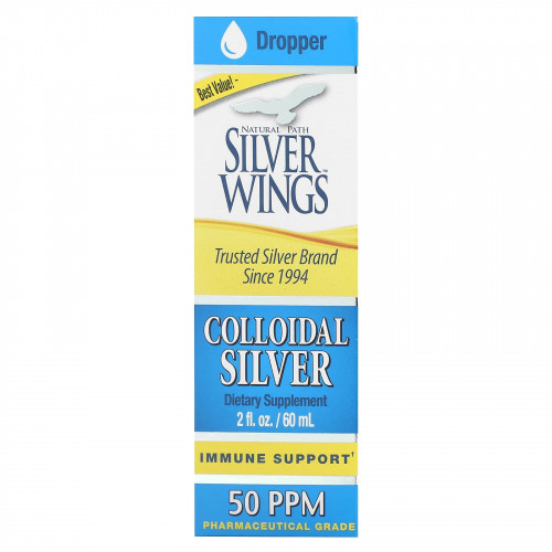 Natural Path Silver Wings, Коллоидное серебро, 50 част. / Млн, 60 мл (2 жидк. Унции)