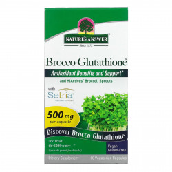 Nature's Answer, Brocco-Glutathione, средство с брокколи и глутатионом, 500 мг, 60 растительных капсул