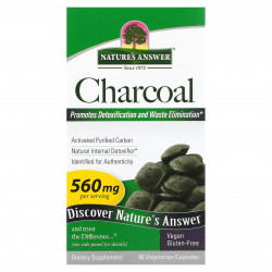 Nature's Answer, активированный уголь, активированный очищенный уголь, 280 мг, 90 растительных капсул