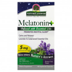 Nature's Answer, Мелатонин +, 5 мг, 60 вегетарианских капсул