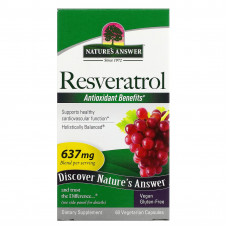Nature's Answer, ресвератрол, 637 мг, 60 вегетарианских капсул