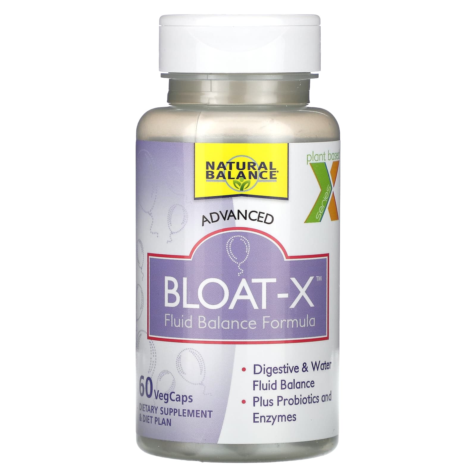 Natural Balance, Bloat-X, средство для поддержания баланса жидкости, 60 растительных капсул