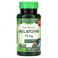 Nature's Truth, Быстрорастворимый мелатонин, натуральные ягоды, 12 мг, 120 быстрорастворимых таблеток