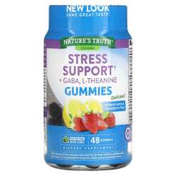 Nature's Truth, Поддержка стресса + ГАМК, L-теанин, натуральный лимон и клубника, 48 жевательных таблеток