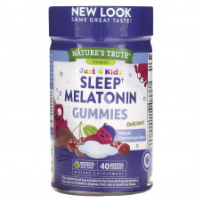 Nature's Truth, Just 4 Kids, мелатонин для сна, со вкусом натуральной вишни, 40 веганских жевательных таблеток