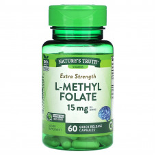 Nature's Truth, L-метил фолат, с повышенной силой действия, 7,5 мг, 60 капсул с быстрым высвобождением
