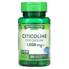 Nature's Truth, Citicoline CDP Choline, 1000 мг, 30 капсул с быстрым высвобождением