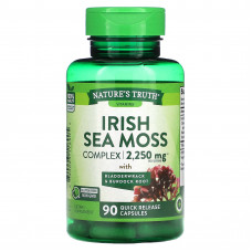 Nature's Truth, Комплекс ирландского морского мха с лазурием и корнем лопуха, 750 мг, 90 капсул быстрого действия