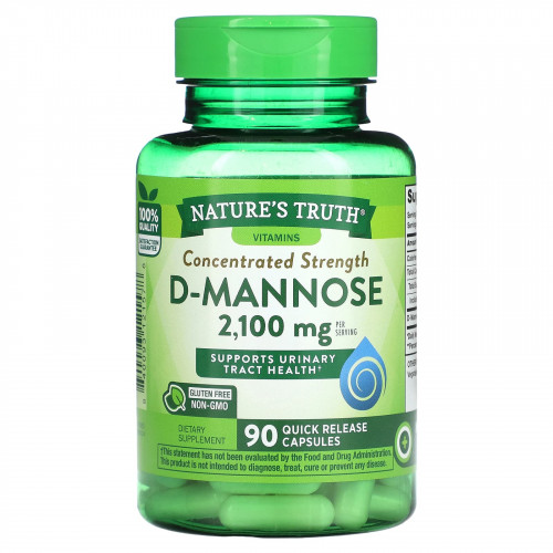 Nature's Truth, Concentrated Strength, D-манноза, 700 мг, 90 капсул с быстрым высвобождением