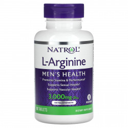 Natrol, L-аргинин, повышенная сила действия, 1000 мг, 90 таблеток