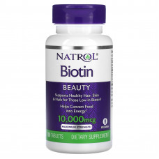 Natrol, биотин, максимальная сила действия, 10 000 мкг, 100 таблеток