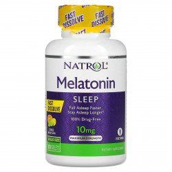 Natrol, быстрорастворимый мелатонин, максимальная сила, вкус цитрусовых, 10 мг, 100 таблеток