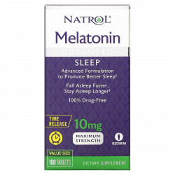 Natrol, Мелатонин, улучшенный сон, медленное высвобождение, 10 мг, 100 таблеток