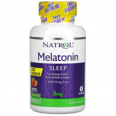Natrol, Мелатонин, быстро растворяется, клубника, 3 мг, 150 таблеток