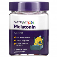 Natrol, Kids, мелатонин, для детей от 4 лет, ягодный вкус, 90 жевательных конфет