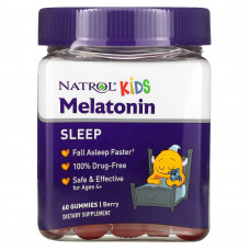 Natrol, Kids, мелатонин, для детей от 4 лет, ягодный вкус, 60 жевательных конфет