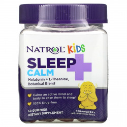 Natrol, Kids, Sleep + Calm, для детей от 4 лет, со вкусом клубники, 60 жевательных таблеток