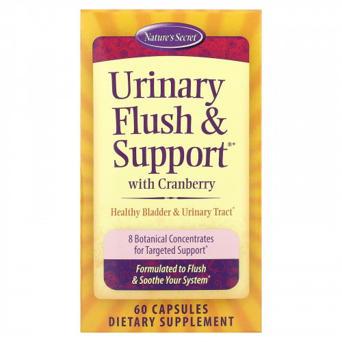 Nature's Secret, Urinary Flush & Support, мочегонное средство с клюквой, 60 капсул