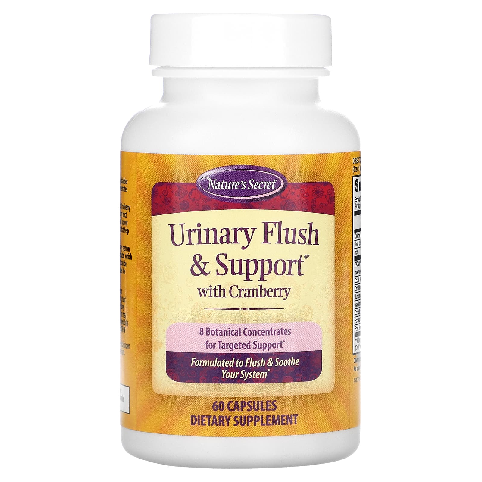 Nature's Secret, Urinary Flush & Support, мочегонное средство с клюквой, 60 капсул